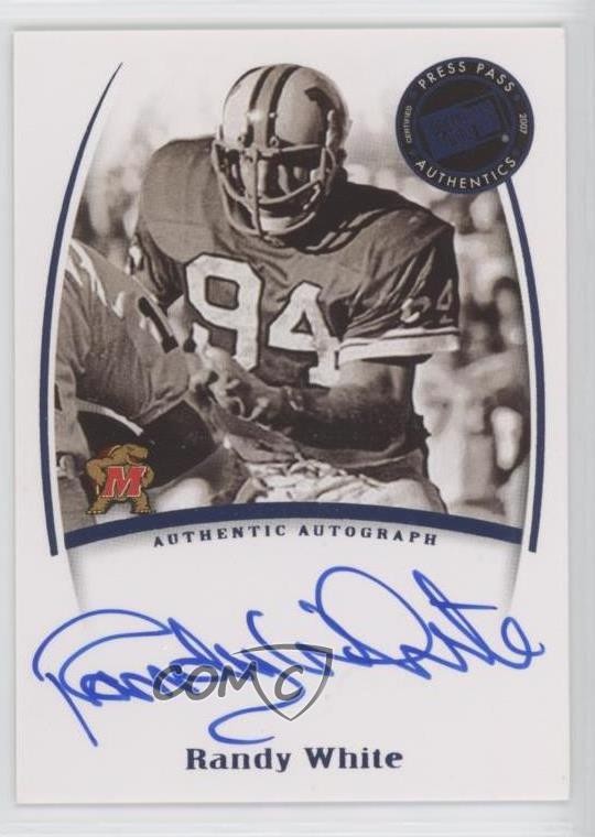 Randy White Autographed Signed Maryland Terrapins 2007 Press Pass Legends Saturday s Auto HOF 1l2 