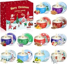 Christmas Scented Candles Gift Set,12 Pack Natural Soy Wax 2.5oz Jar Candles