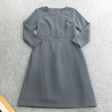 Banana Republic Dress Womens 4 Tall Gray Scallop Waist Long Sleeve Work Career