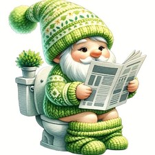 Diamond Art Painting Kits for Adults, Gnome Reading Newpaper 5D Diamond Painting