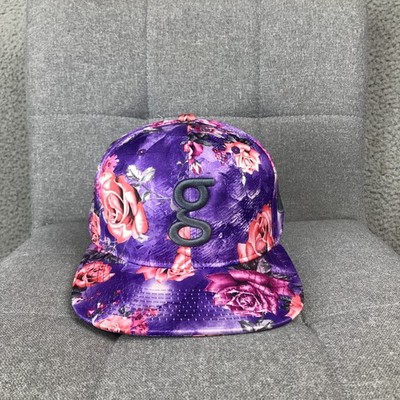 Crown Hat Cap Snap Back One Size Purple Mens Floral Roses Graphic Baseball