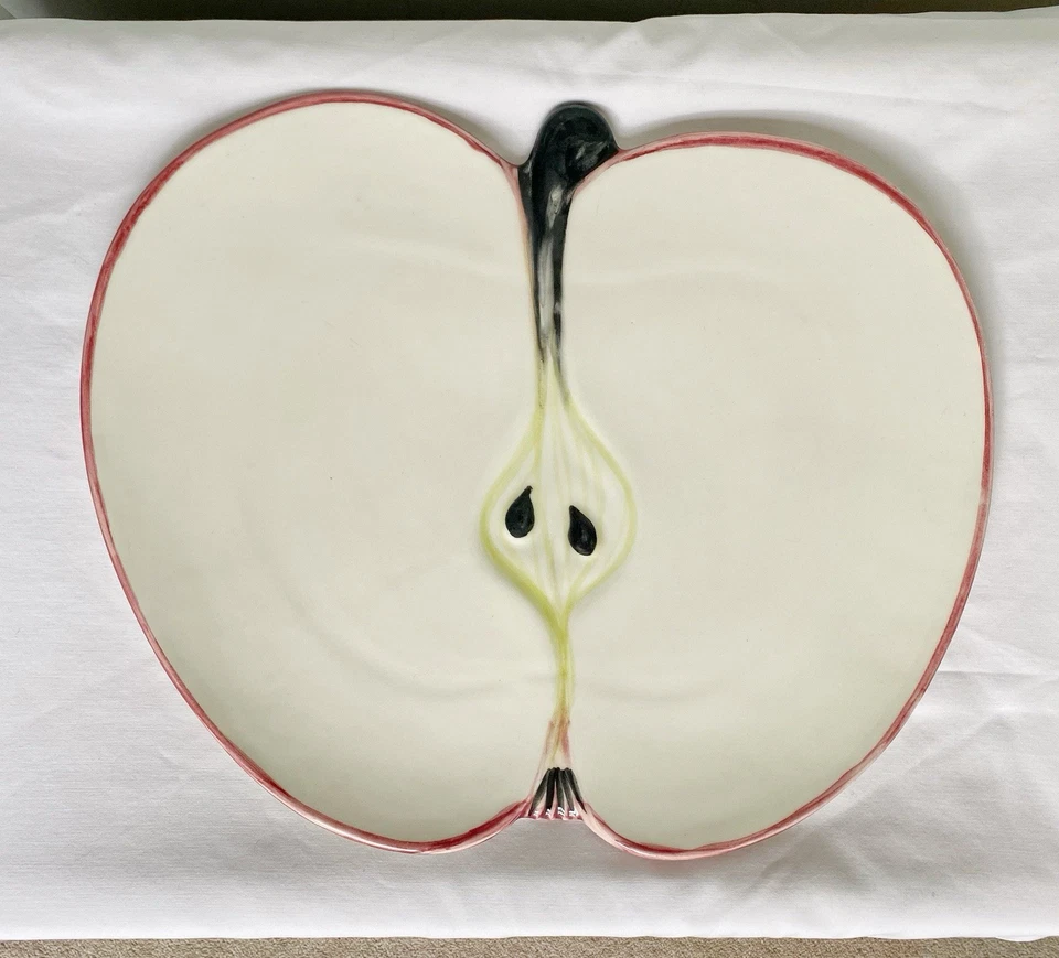 Vtg 60s Ernestine Salerno Pottery Apple Shape Ceramic Dish 6 Side Plates Signed - Image 3 of 4