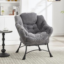 Eckensessel mit Ottoman Grau Lazy Chair für Entspannung platzsparend gemütlich