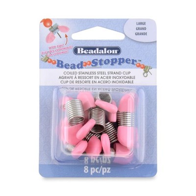 Beadalon Bead Stopper, Large, Pink Tips, 8 pc Large, 8 pc