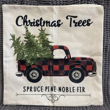 Christmas Trees w/Truck - Throw Pillow Cover - Square - 17x17 - Set of 2