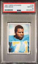 1981 TOPPS STICKERS #106 FRED DEAN #106 SAN DIEGO CHARGERS HOF PSA 10
