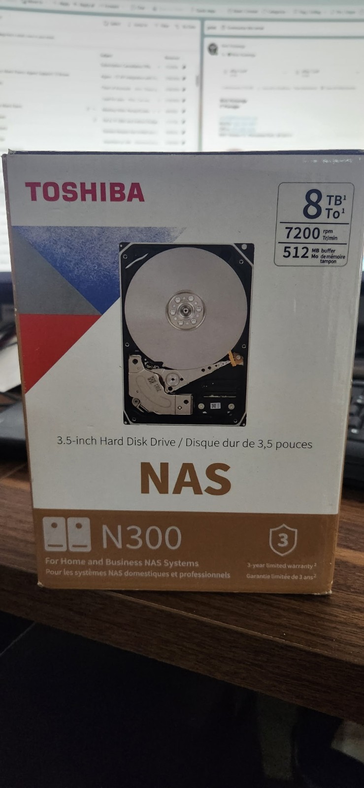 Toshiba N300 Pro 8TB NAS Hard Drive SATA 3 6Gb/s 7200 RPM 512MB Cache 