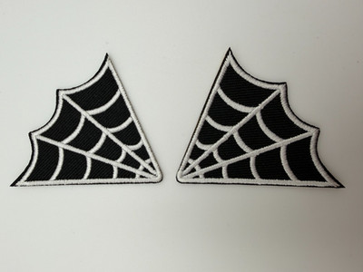 Spider Web Collar Set White Spider Webs Embroidered Biker Iron On Patch