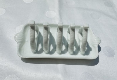 Vintage Herend Porzellan Toastständer Toastrack Weiß Muschelgriff 1.Wahl Top