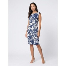 Chaps floral shirred faux wrap dress. Size M.