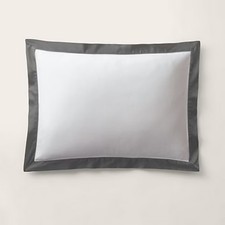 Ralph Lauren RL NEW Organic Sateen Border Euro Sham White Graphite 100 Cotton