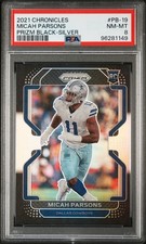 2021 PANINI CHRONICLES PRIZM BLACK SILVER #PB-19 MICAH PARSONS ROOKIE RC PSA 8