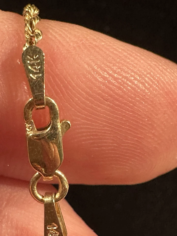 Necklace 14K Gold Natural Peridot and Diamond L 18” 5.50g - Image 4 of 4