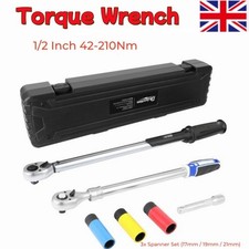 ✅6PCS 1/2"Drive Ratchet Torque Wrench Socket for Car Bicycle 42-210Nm