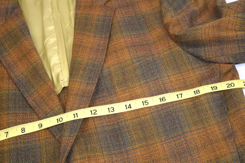 Vintage Plaid Sport Coat Blazer Jelinek's 38-40 S/M 70s Golden Brown Orange - Picture 10 of 16
