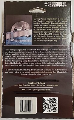 Ki CrossBreed SINGLE IWB MAGAZINE CARRIER Black Leather & Kydex 1911