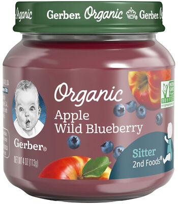 Gerber 2nd Foods Baby Food Jars Organic Apple Wild Blueberry