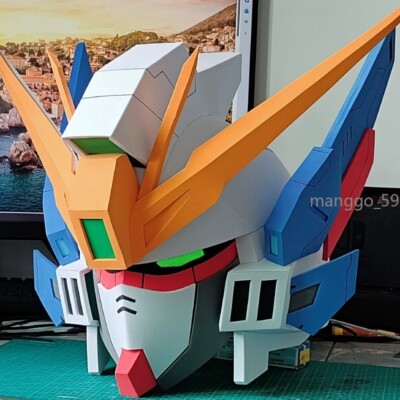 Halloween Wing Gundam Zero Wearable Helmet Mask LED Light Up Cosplay Prop Gift