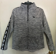 Victoria  s Secret PINK 1/4 Zip Pullover Gray Sweatshirt Size XS Xsmall
