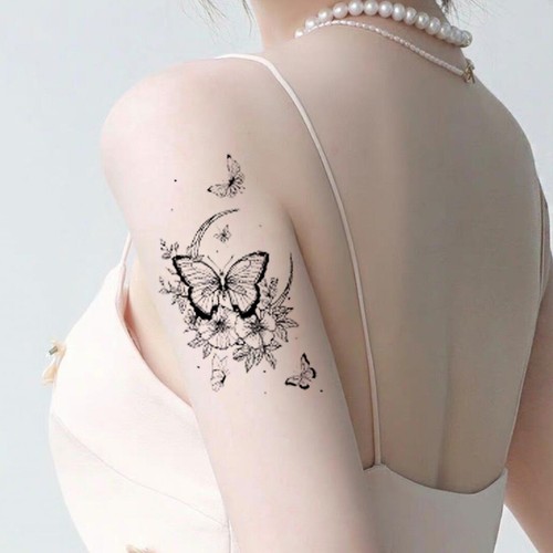 10Pcs Black Butterfly Lace Temporary Waterproof Fake Body Arm Sexy Tattoos HD - Picture 4 of 10