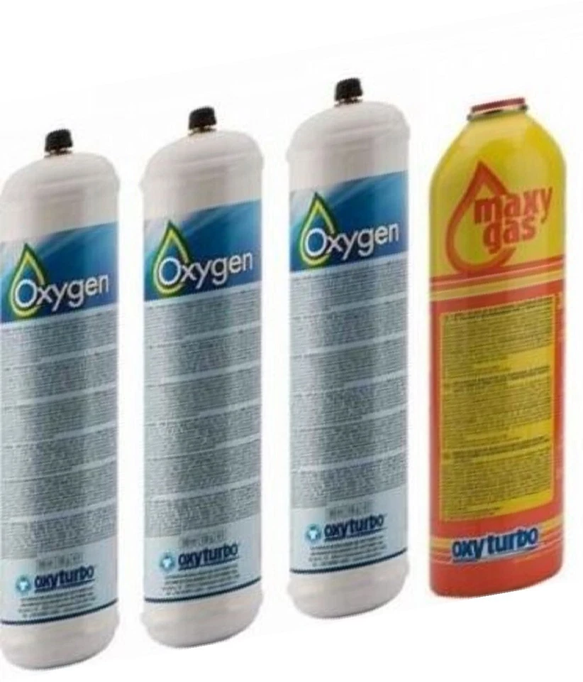 4pz BOMBOLE USA E GETTA 3 di OSSIGENO + 1 BOMBOLA GAS OXYTURBO PER TURBOSET 90