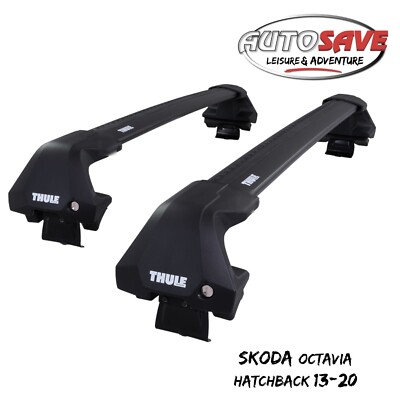 THULE - WingBar Edge Black Aluminium Roof Bars for Skoda Octavia Hatchback 13-20