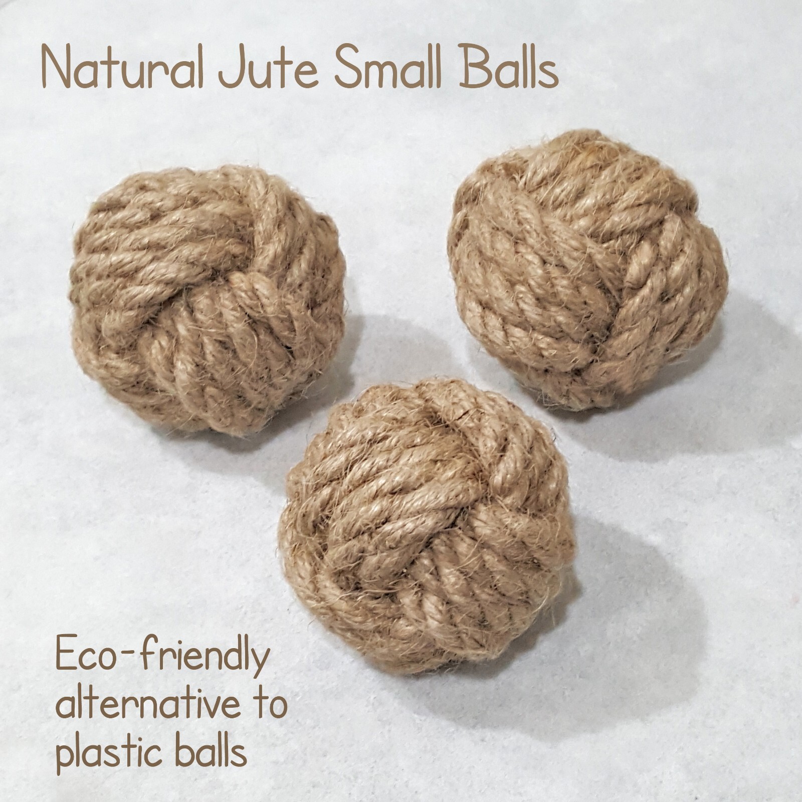 3 x Small Natural Jute Eco-Friendly Soft Balls Pet Play Throw Chase Toy for Dogs