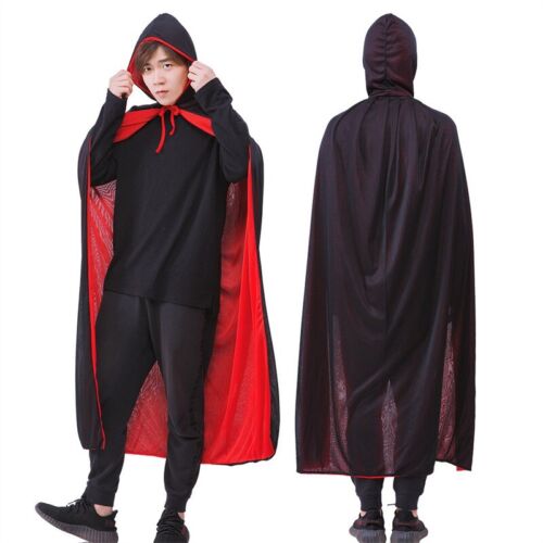 Halloween Black Red Vampire Cape Devil Cloak Kids Fancy Dress Costume UK - Afbeelding 1 van 11