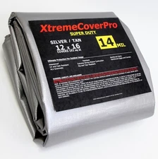 12'x16' Super Duty All Purpose 14 Mil Silver/Tan Tarp