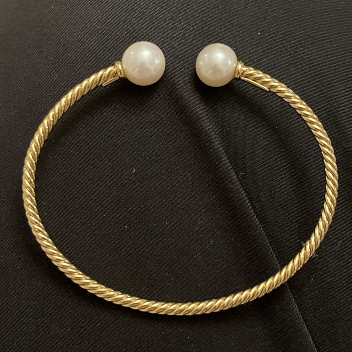 DAVID YURMAN NEW 18K Yellow Gold Solari Pearl Bead Cable Cuff Bracelet M