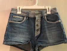 Bullhead 5 Juniors High Rise Short Shorts Mixed Denim Button Fly Closure