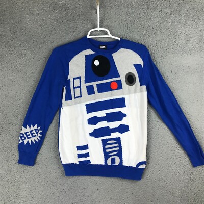 Spotted Zebra Star Wars R2 D2 Holiday Ugly Christmas Blue Knit Sweater Boys  XL