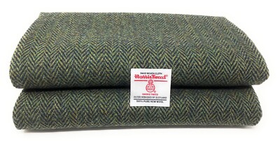 Harris Tweed grün und marine Fischgrät Stoff - 100% reine Wolle 1 Meter plus