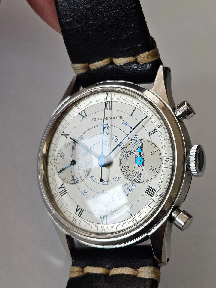 PHILIPPE WATCH-"HERMETIQUE"-ACCIAIO-RUOTA A COLONNE-VALJOUX 22-OVERSIZE (38 MM) - Immagine 4 di 4