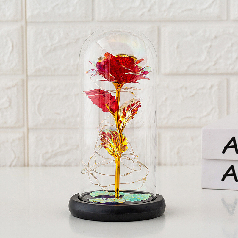 Enchanted Forever Rose Flower In Dome Glass LED Night Light ...