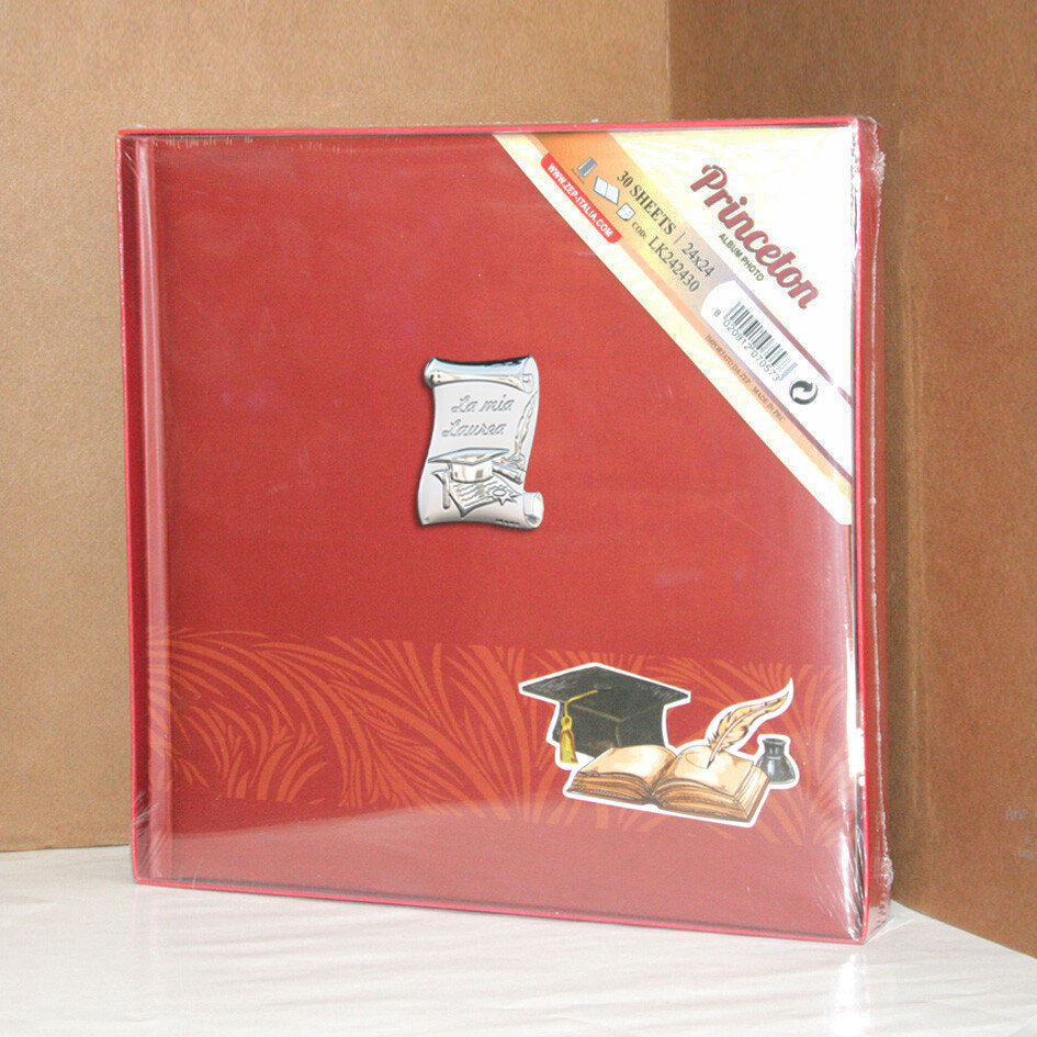 Album fotografico foto vari formati per Laurea 30 fogli 24x24 targa argento
