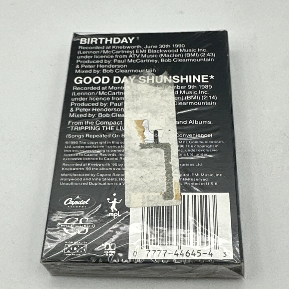 Paul McCartney BIRTHDAY/GOOD DAY SUNSHINE CASSETTE SINGLE 1990 Capitol SEALED - Image 2 of 4