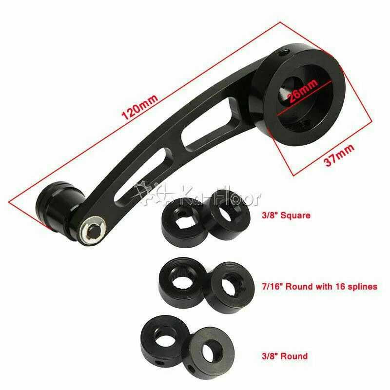 Manivela enrolladores de ventana de puerta manual de aluminio negro para automóvil camión Foto 2 de 4