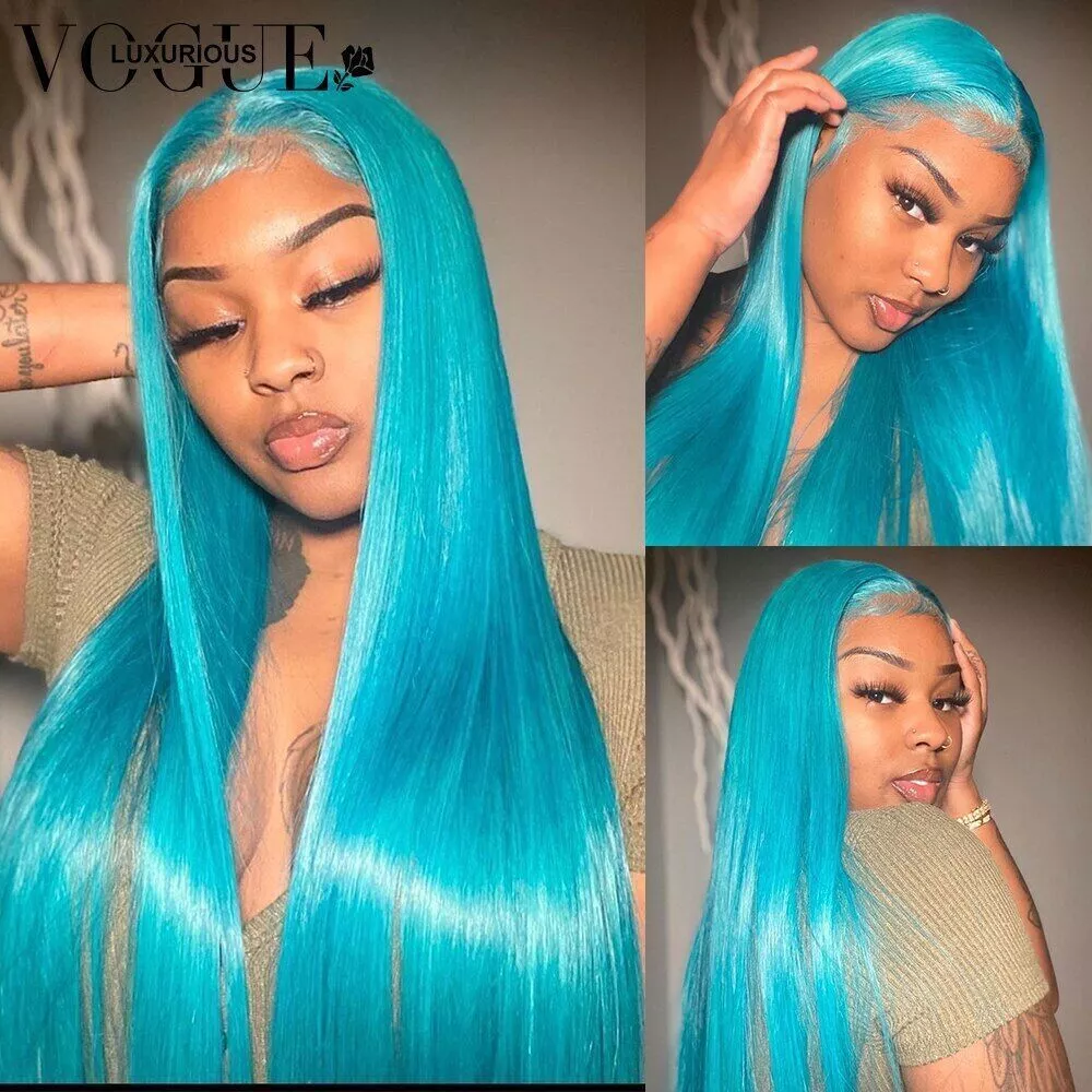 Blue wigs human hair deals