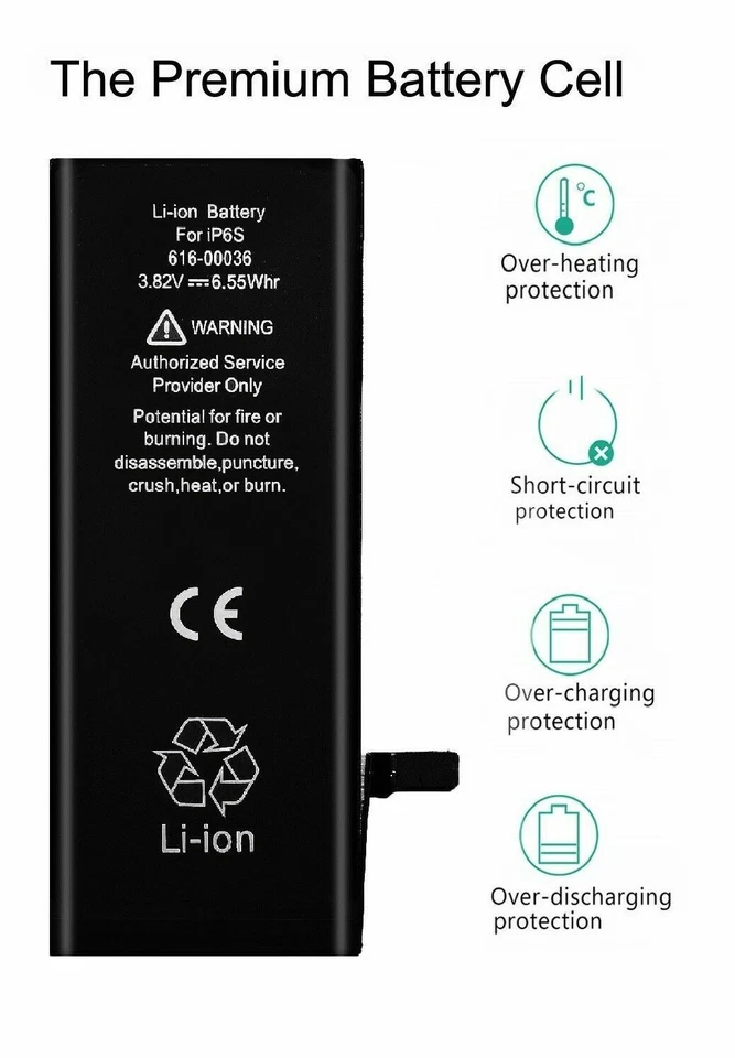Cooligg Replacement Battery For Apple iPhone 6s 1715mAh Internal With Tape - Image 2 of 4