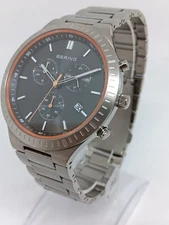 Bering 11743-709 Titan Chrono Men's 43mm Brushed Titanium Japanese Quartz Watch