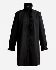 J Crew NWT $128 Black Cottage Shirtdress in Organic Cotton Poplin | Sz 4