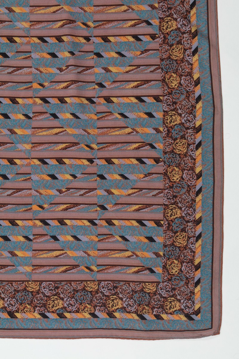 Foulard Vintage Missoni 100% Soie - Multicolore Géométrique - Italie - Bon état Général