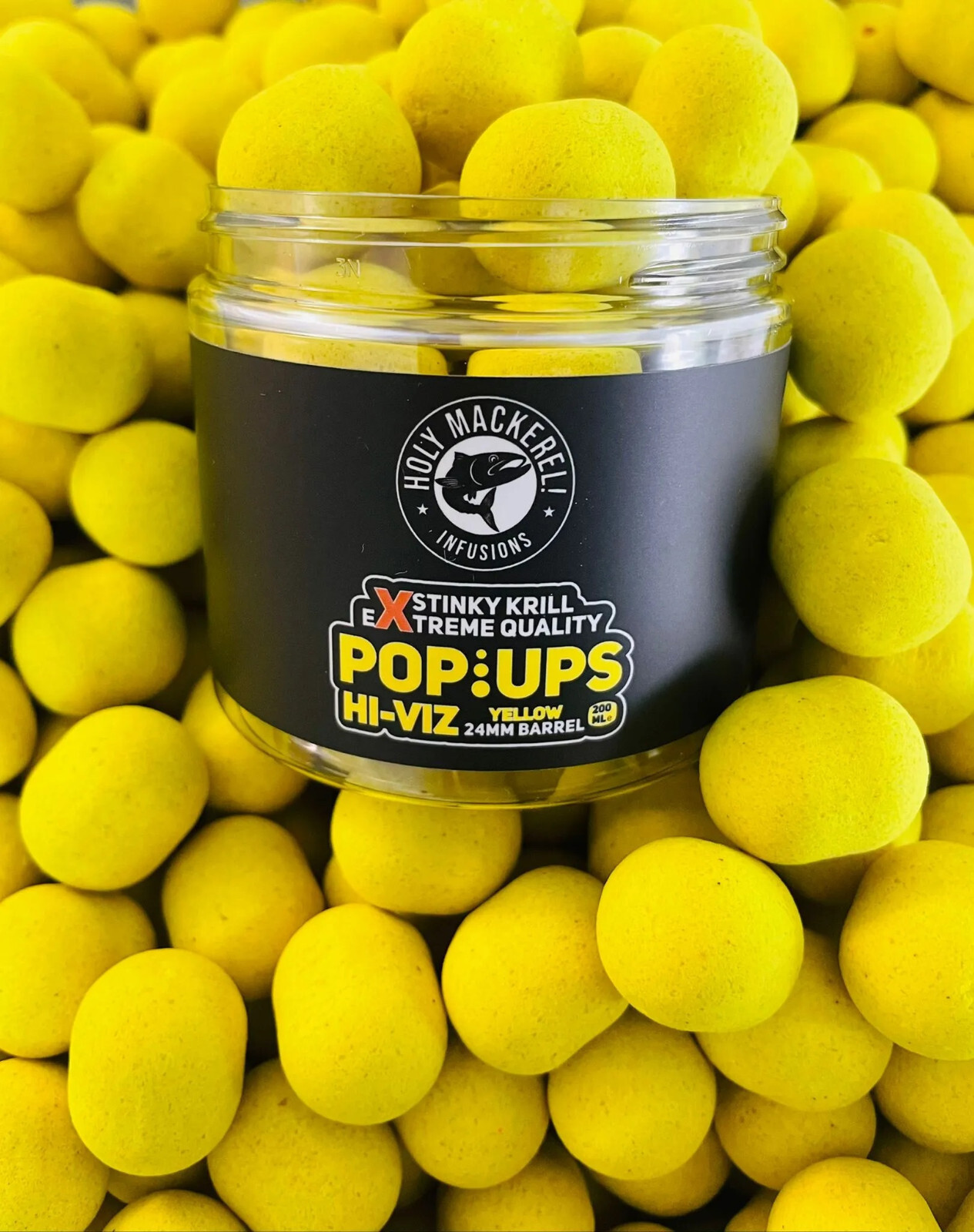 Holy Mackerel Stinky Krill 24mm Yellow Barrel Carp Fishing Popups NEW