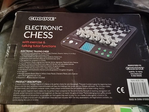 Croove 8 In1 Games Electronic Chess Checkers w/ Talking Tutor for Kids - Picture 2 of 2