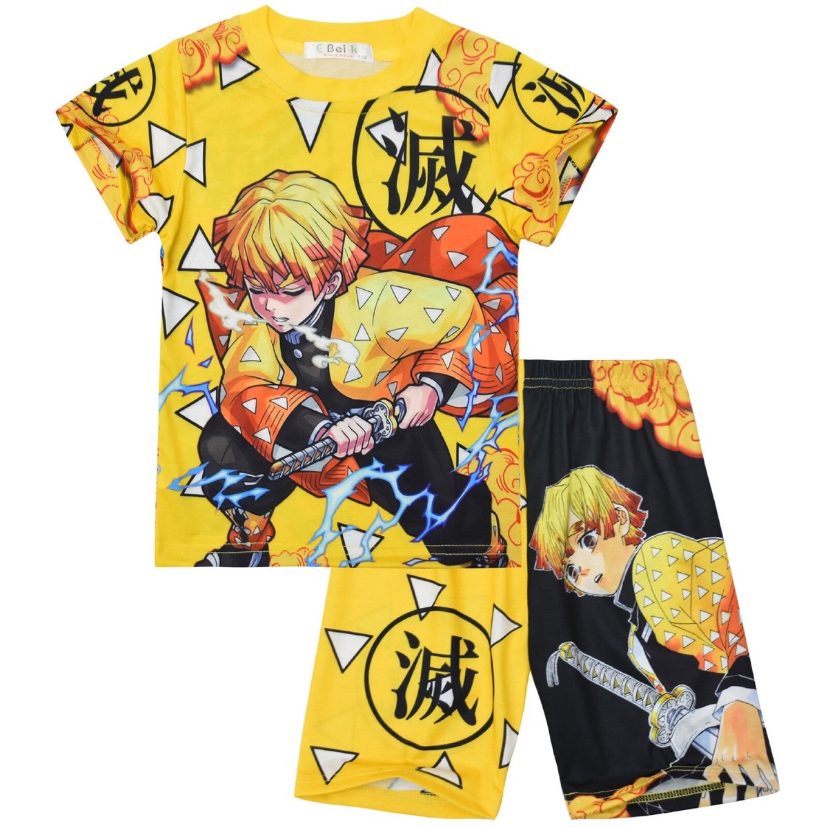 Camiseta Pantalones Cortos Demon Slayer Niños Tomioka Giyuu Zenitsu Pijama  Piezas Niño Regalo