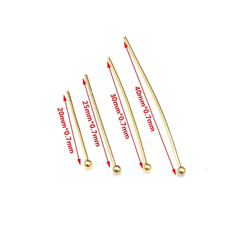 Pasadores de cabeza de bola de acero inoxidable tono dorado 50 un. para hacer joyas 20/25/30/40 mm Foto 3 de 4