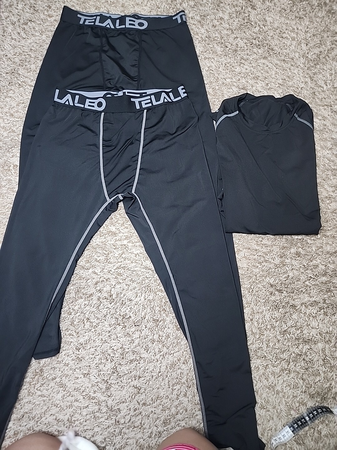 Lots Of 3 telaleo mens 2leggings M  black compression 1 Long Sleeves Shirt 