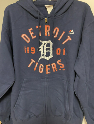Detroit Tigers MLB Men's Majestic Zip Up Jacket Navy Large | eBay