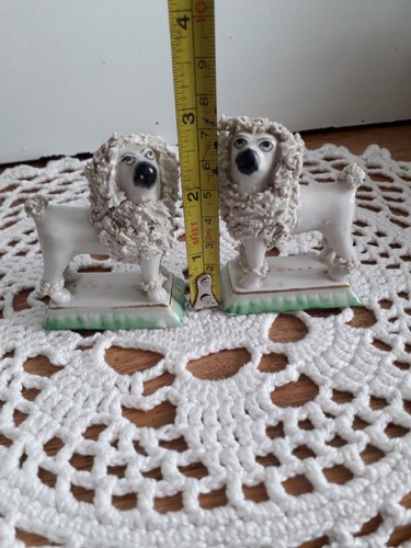Antique 19th c Staffordshire Pair of Miniature Poodle Dog Figurines - Picture 11 of 11
